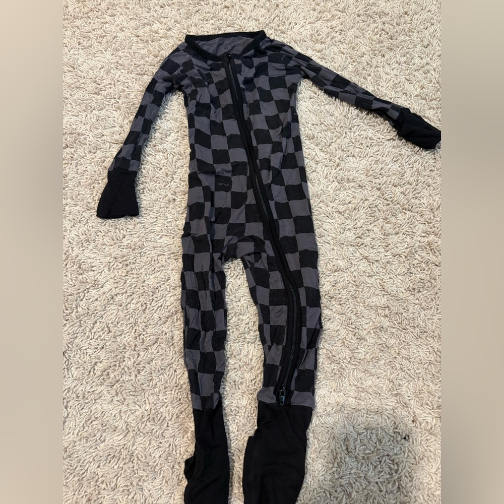 Little Sleepies Black and Gray Checkered One-Piece Pajama